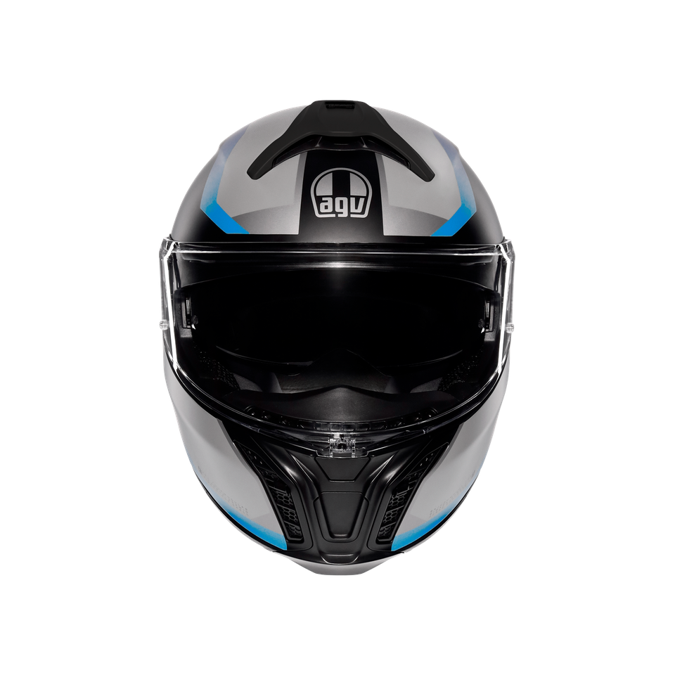 TOURMODULAR STRAY MATT BLACK/GREY/BLUE - MOTORBIKE FLIP UP HELMET E2206