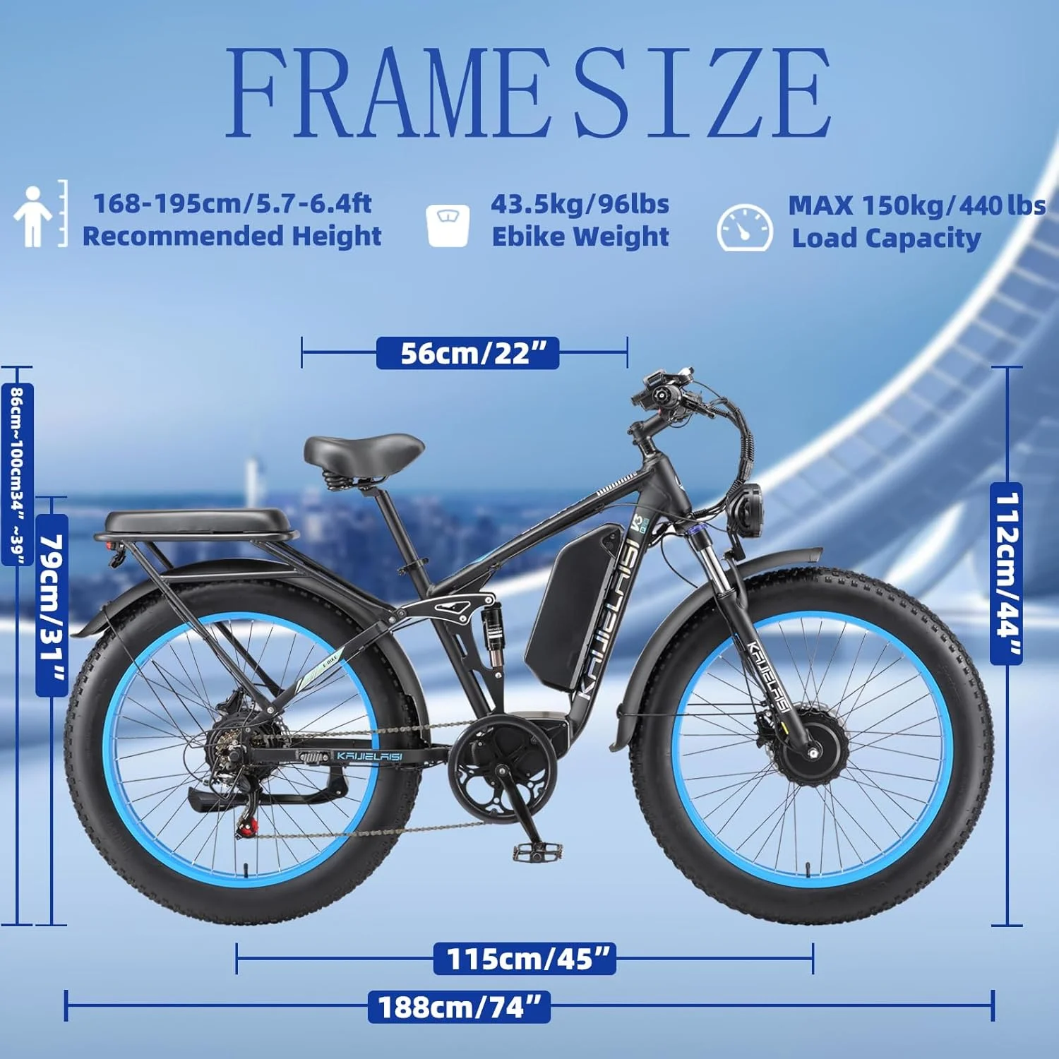 KAIJIELAISI Electric Bike for Adults,AWD Ebikes Dual Motor Peak 6000W, 26'' Fat Tire bikes with 52V 26AH Battery Hydraulic Brake ​​Electric Bicycle, 7 Speed Mountain EBike UL 2849.