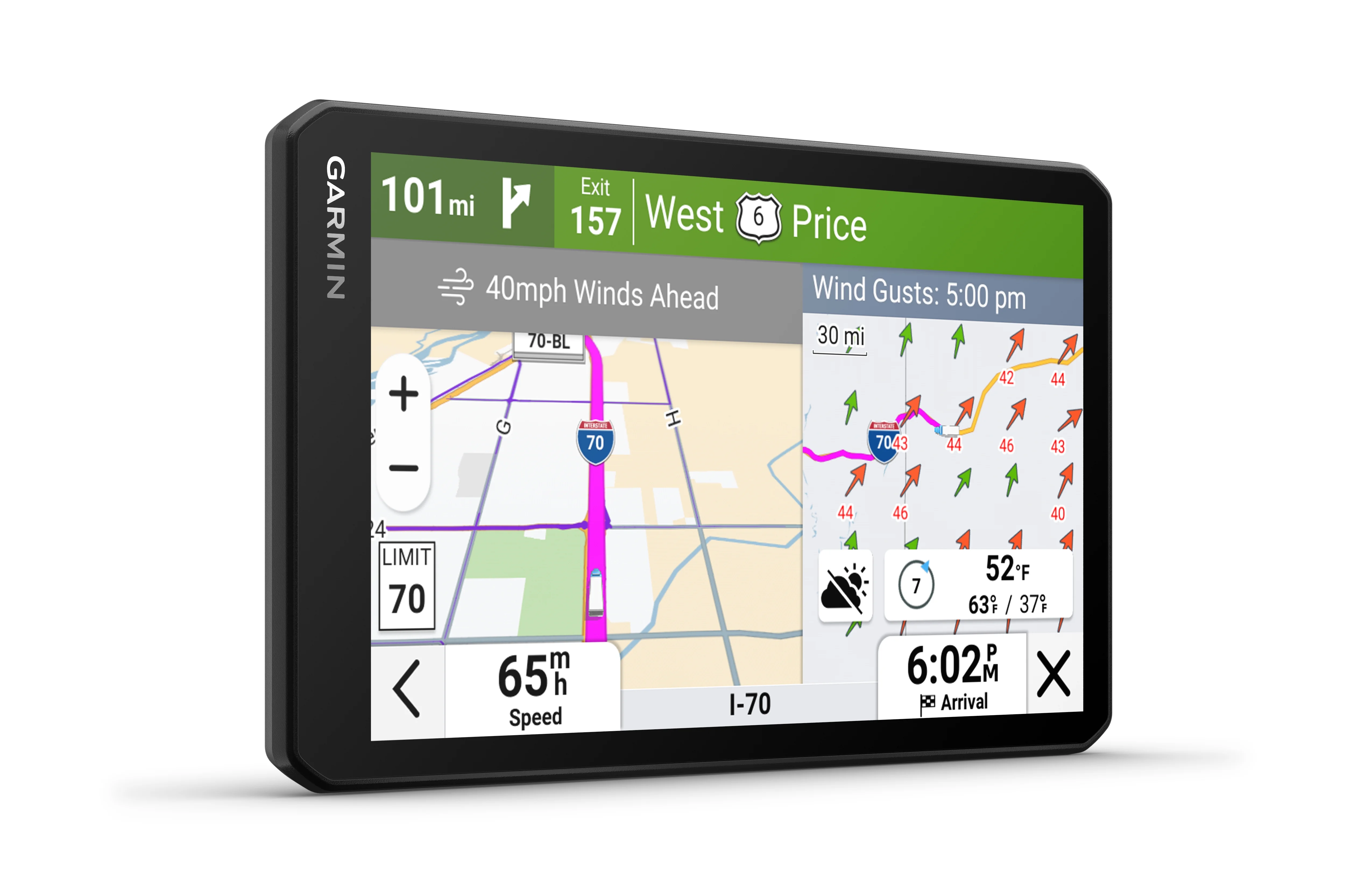 Garmin d��zl? OTR720, Large High-Res 7�� GPS Truck Navigator, Custom Truck Routing, Satellite Imagery, Wind Speed, Community-Shared Loading Docks, Truck Entrances & Parking Availability