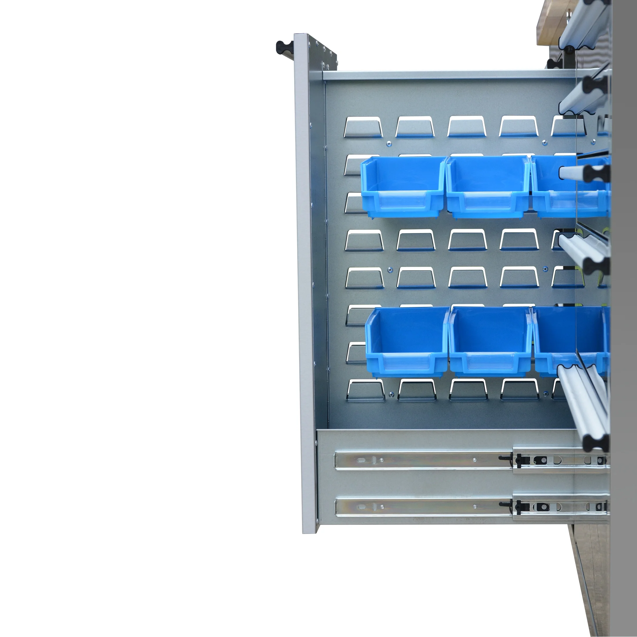 72 inch 11 Drawers Tool Chest with 3 Up Cabinet & Pegboard in Stainless Steel, Large Lockable Mobile Workbench with 6 Blue Storage Bins, Tool Box for Garage, Workshop (1 �� HTC7214W1+ 1 �� HTC7218W1)