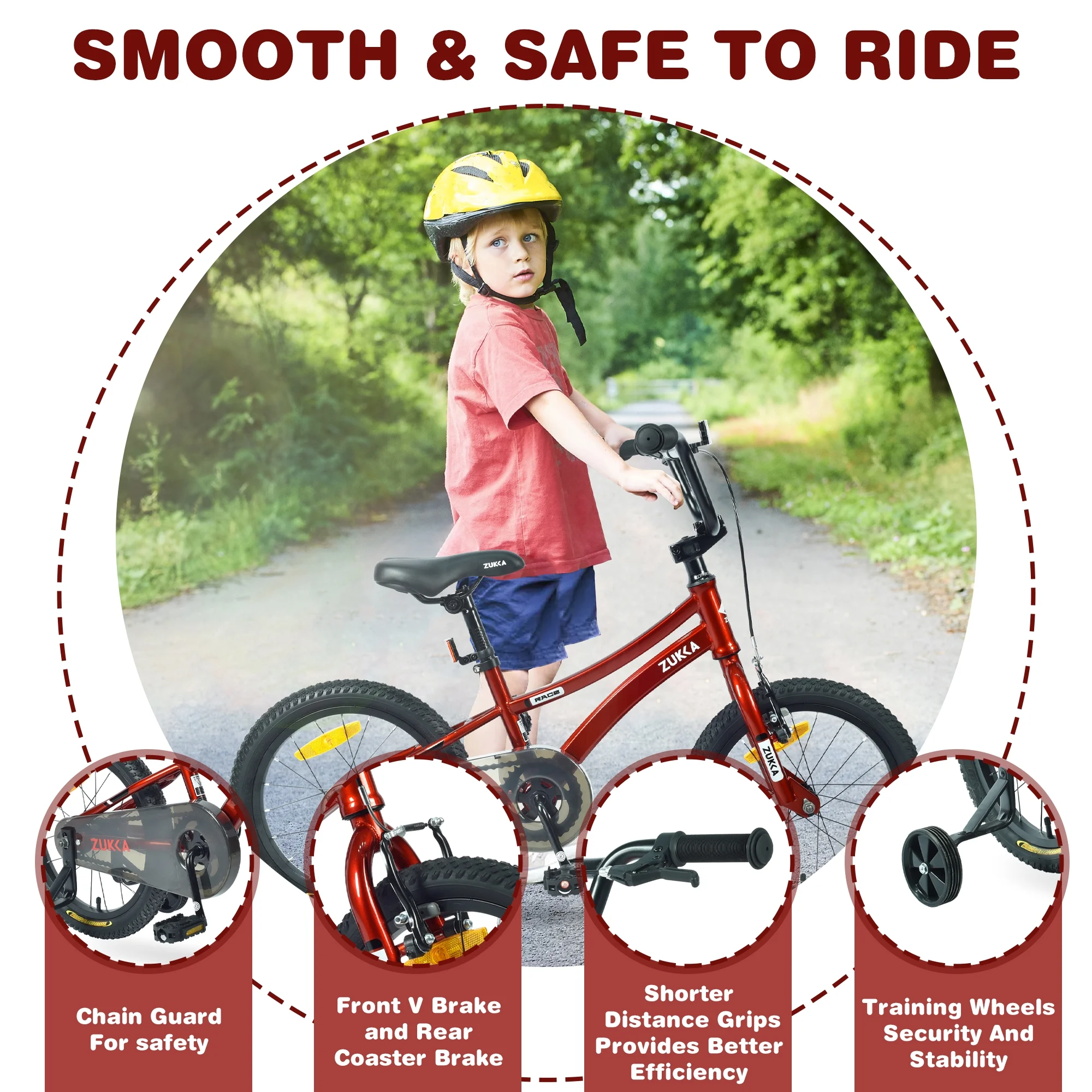 16 Inch Kids Bike for Boys Age 4-7 Years, Kids' Bicycles with Training Wheels and Steel Frame, 85% Assembled, Red
