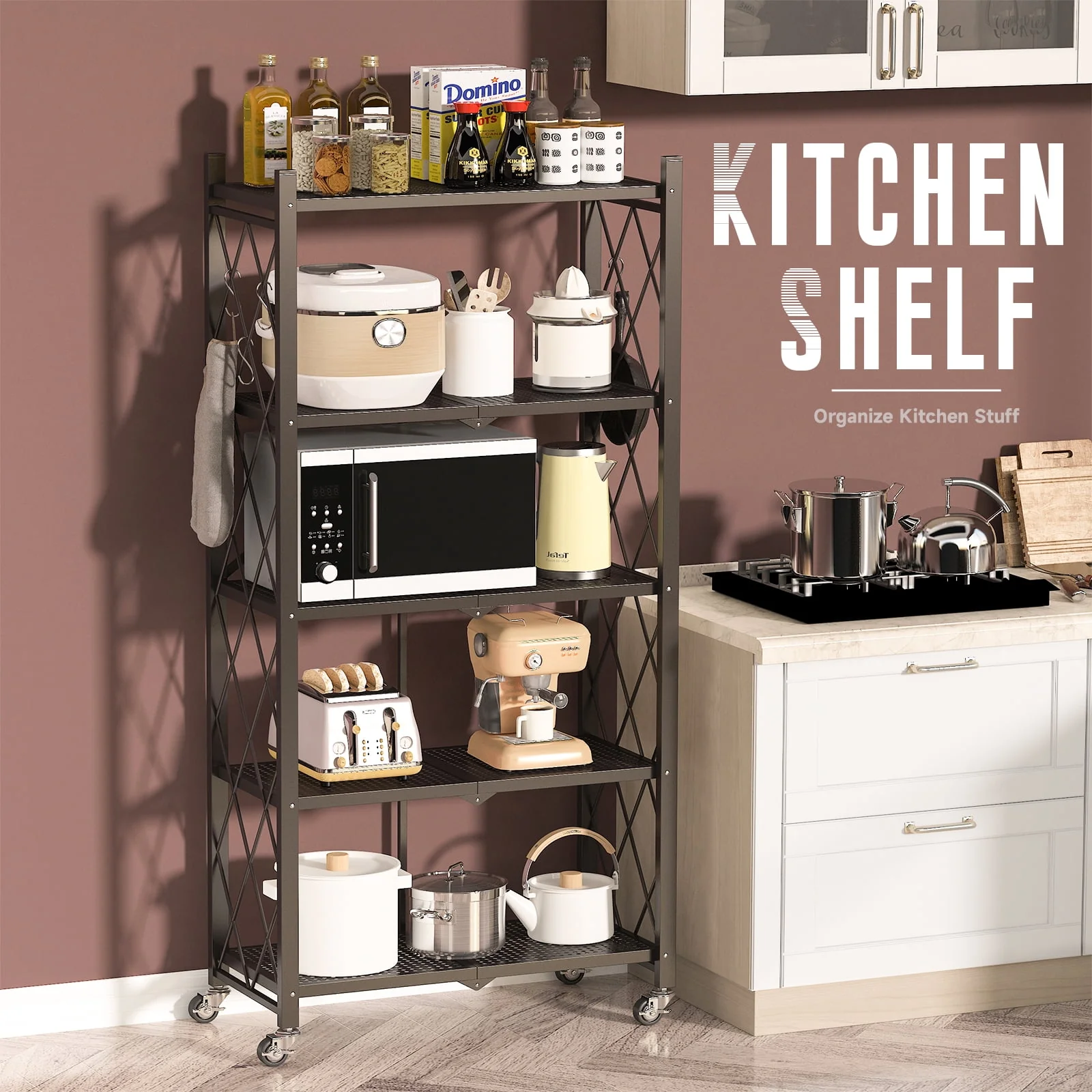 COOKCOK 5-Tier Storage Shelving Unit,Heavy Duty Metal Shelf 27.9