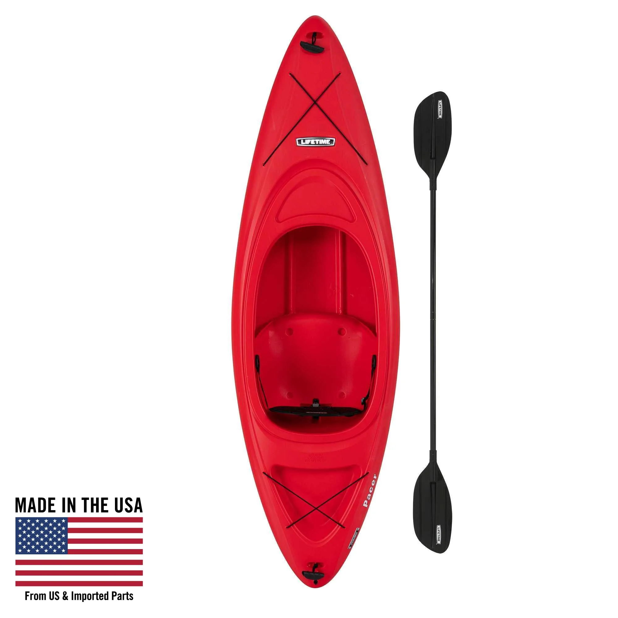 (2 pack) Lifetime Pacer 8 ft Sit-Inside Kayak, Fire Red *WP (91036)