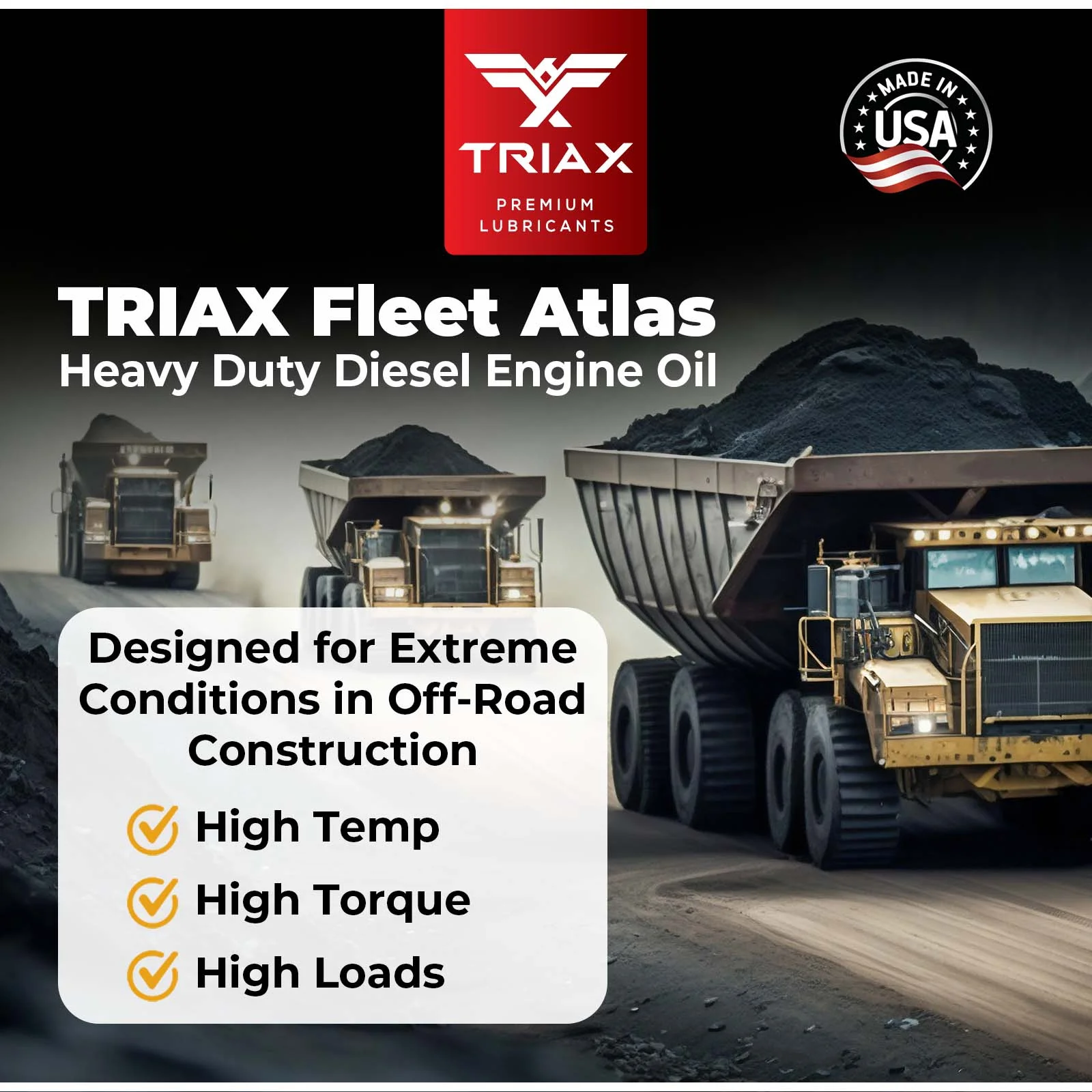 TRIAX Fleet Atlas 20W-50 Super Heavy Duty Diesel Engine Oil, 5 Gallon Pail