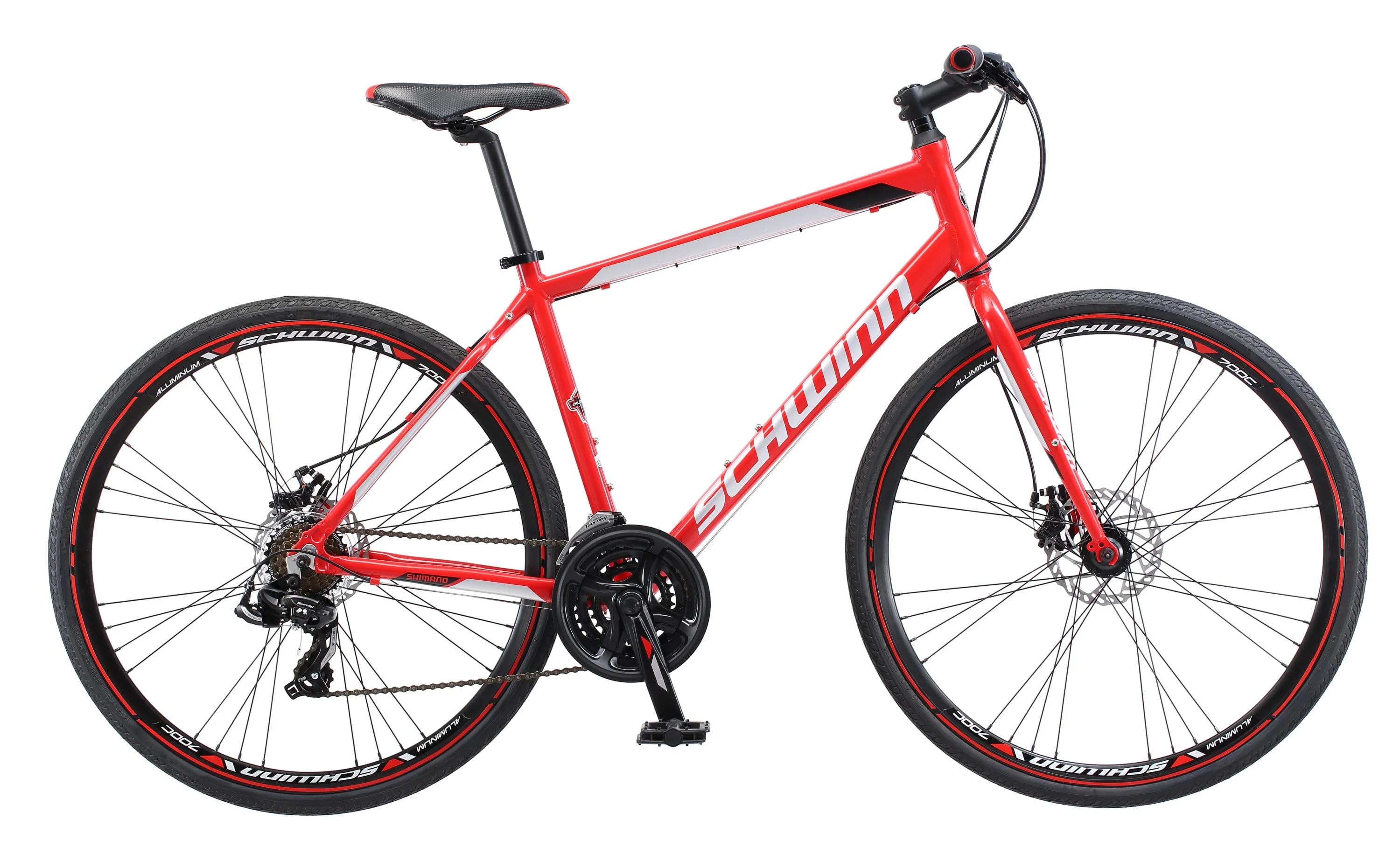 Kempo Hybrid Bike, 700c Wheels, 21 Speeds, Mens Frame, Red